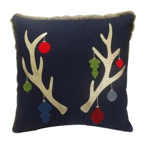 Festive Holiday Pillow with Antler Design